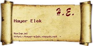 Hayer Elek névjegykártya